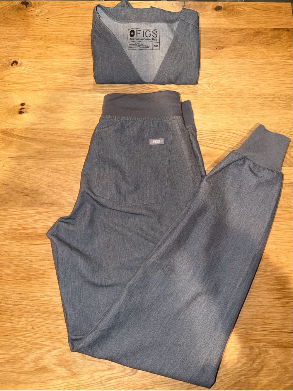 Figs Grey Scrub Set with Lime Accents